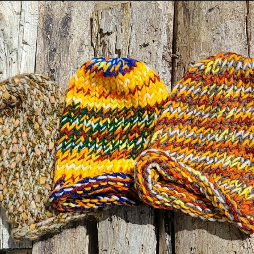 Kids Handknit Hats Bundle of 3
